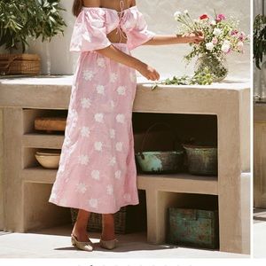 Off Shoulder Floral Midi Dress